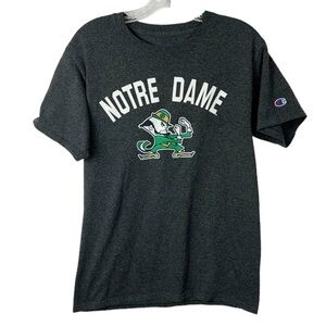 Champion Notre Dame Fighting Irish Logo Tee Shirt Men's S‎ Gray Short Sleeve EUC